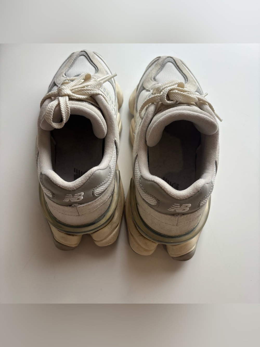 New Balance 9060 Sneakers in Cream and Gray - Picture 4 of 7